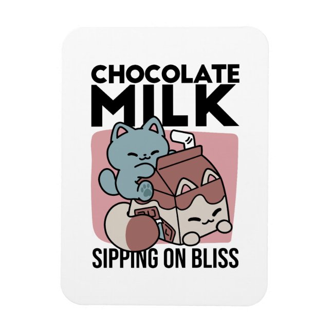Íman Gato de Leite de Chocolate Kawaii – Bebida Aconche (Vertical)