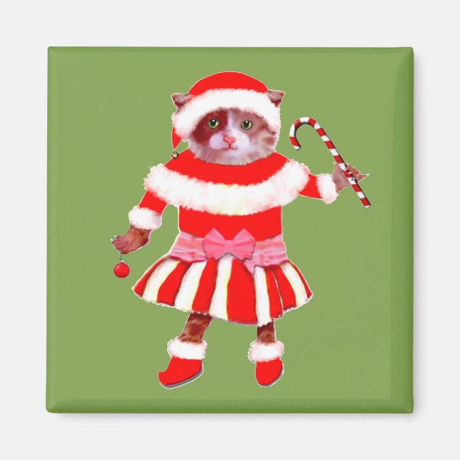 Íman gato de Natal engraçado (Frente)