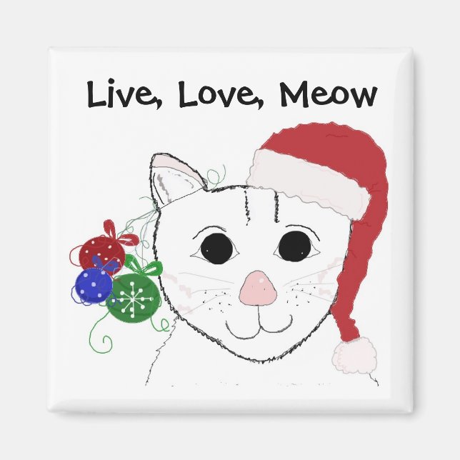 Íman Gato de Natal Fofo com Dito (Frente)