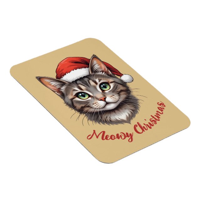Íman Gato de Natal Fofo Personalizado com Chapéu de Pap (Lado Direito)