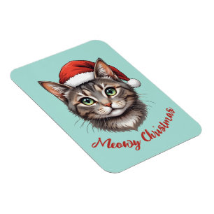 Íman Gato de Natal Fofo Personalizado com Chapéu de Pap