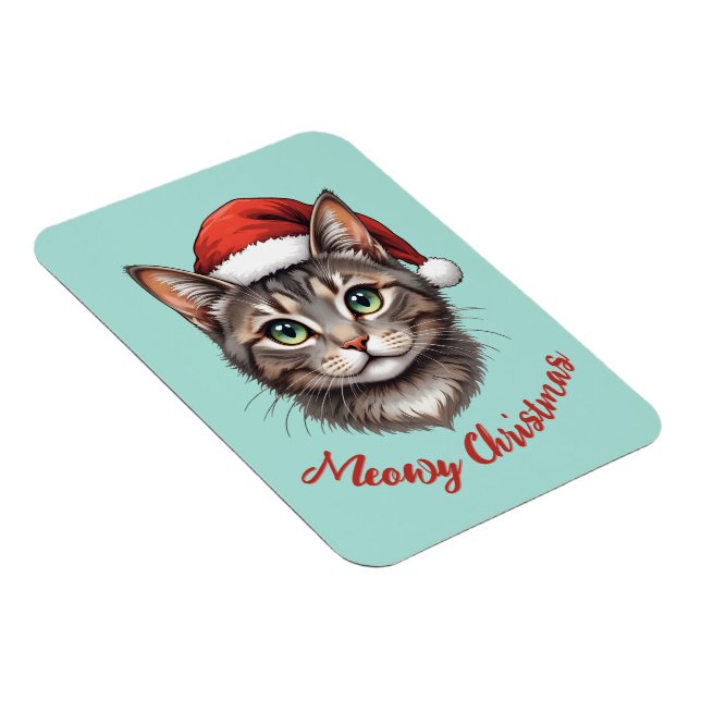Íman Gato de Natal Fofo Personalizado com Chapéu de Pap (Lado Direito)