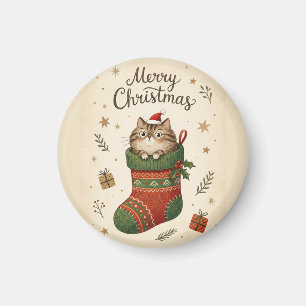 Íman Gato de Natal na Meia