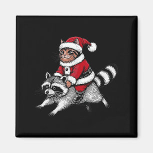 Íman Gato de Papai Noel Montado num Guaxinim Natal Home