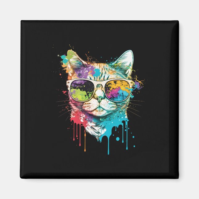 Íman Gato de Pop de Arte de Gato Bonito (Frente)