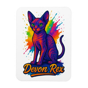 Íman Gato de Pop de Arte Devon Rex Vibrante - Neon Colo