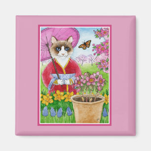 Íman Gato de Ragdolé, cor-de-rosa Páscoa Primavera do
