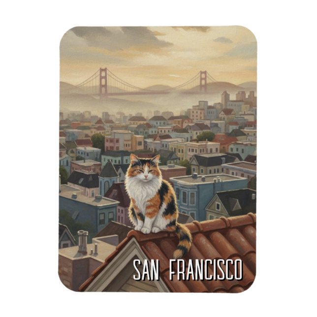Íman Gato de São Francisco no telhado (Vertical)