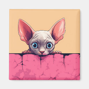 Íman Gato de Sphynx, Cute de Peeking Kawaii