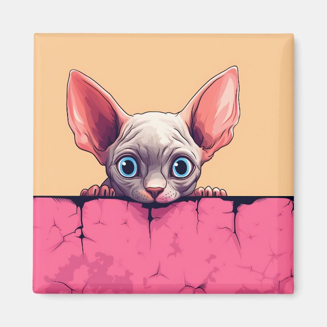 Íman Gato de Sphynx, Cute de Peeking Kawaii (Frente)