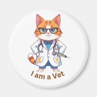 Íman Gato de Veterinário Fofo Design "Eu Sou um Veterin
