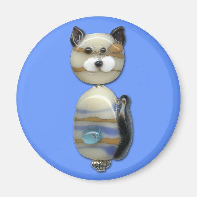 Íman Gato de Vidro Castanho Azul (Frente)