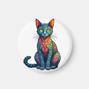 Íman Gato de Vidro Manchado Multicolorido 784