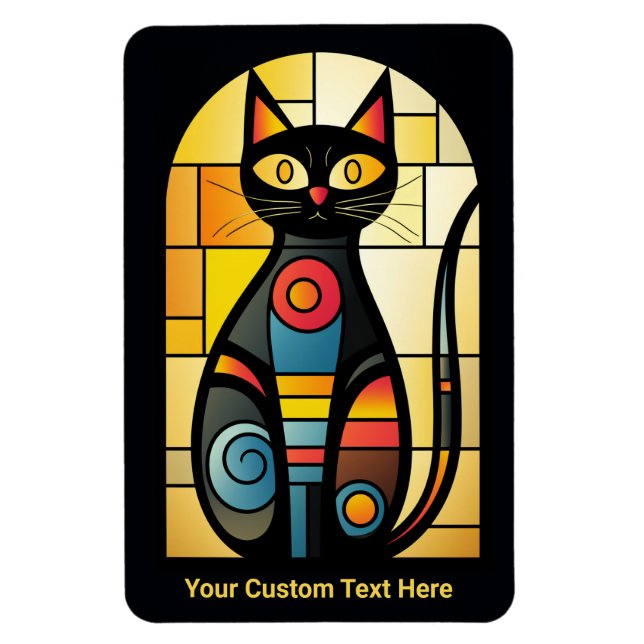 Íman Gato de Vidro Mantejado de Texto Personalizado (Vertical)