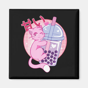 Íman Gato Divertido Boba Tea Bubble Tea Anime Kawaii Gi