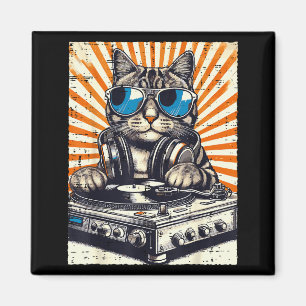 Íman Gato Dj Fone de Ouvido Giradiscos Música Vintage E