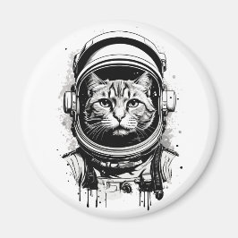Íman Gato do Astronauta Negro e Branco