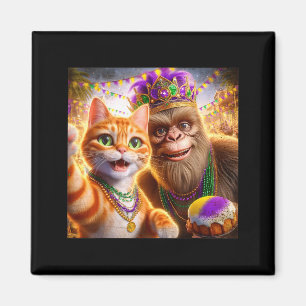 Íman Gato do Bigfoot com selfie engraçada do Mardi Gras