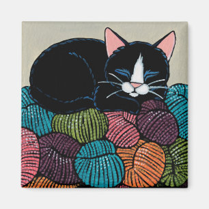 Íman Gato do sono na montanha da ilustração do fio