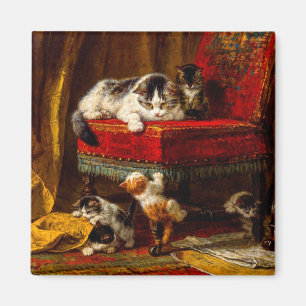 Íman Gato e Gatinhos Brincando com Cadeira