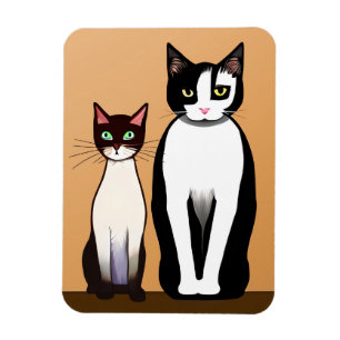 Íman Gato e Gato Brancos Modernos Preto e Preto