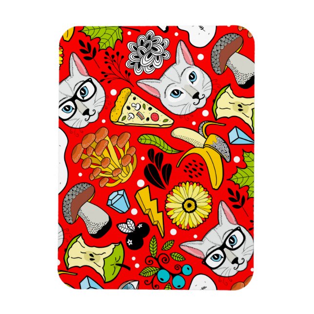 Íman Gato e ovo em vermelho (Vertical)