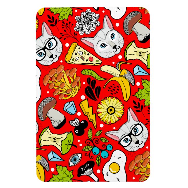 Íman Gato e ovo em vermelho (Vertical)