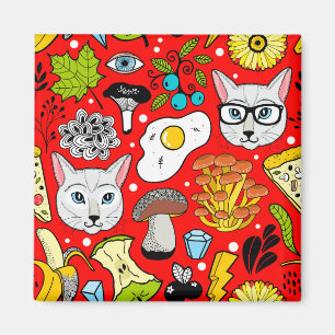 Íman Gato e ovo em vermelho