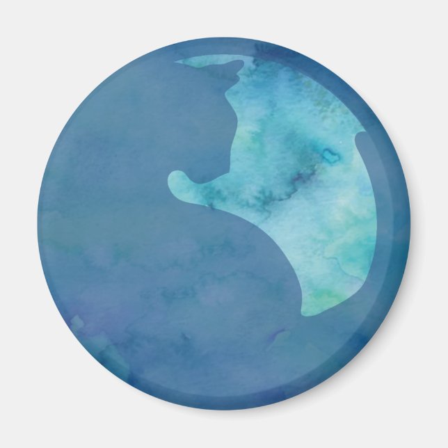 Íman Gato em círculo - Azul (Frente)