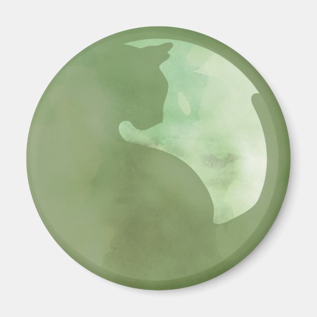 Íman Gato em Círculo - Magneta Verde (Frente)