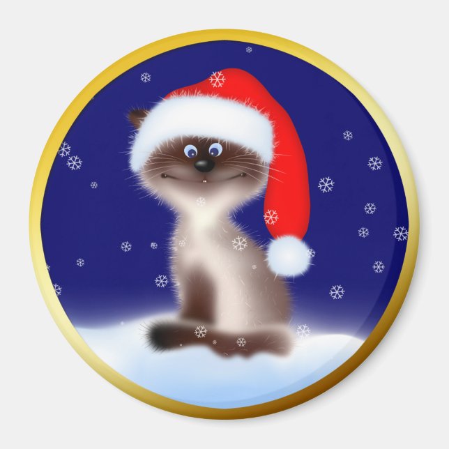 Íman Gato em Santa Hat (Frente)
