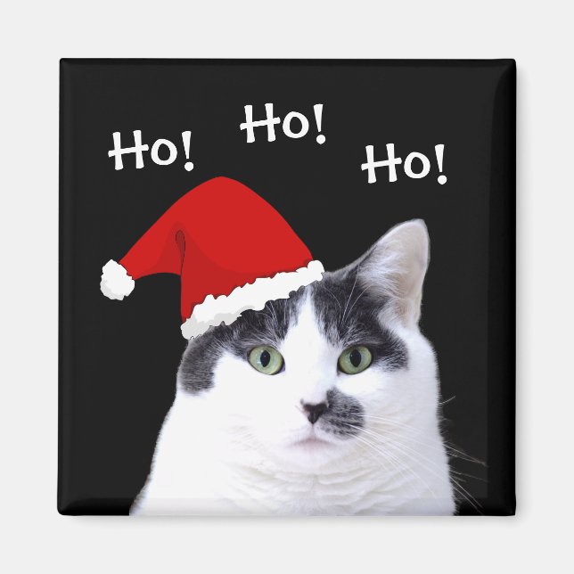Íman Gato em Santa Hat Ho Ho Ho Ho (Frente)