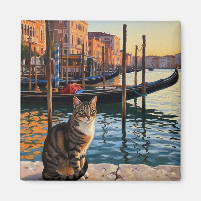 Íman Gato em Veneza Itália Viagem (Frente)