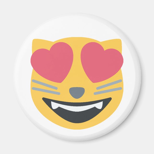 Íman Gato Emoji Kitty de Olhos Corações (Frente)
