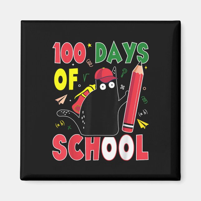 Íman Gato Engraçado 100 Dias De Lápis 100 D (Frente)