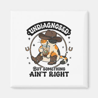 Íman Gato Engraçado Chapéu de Cowboy Café Gelado Saúde 