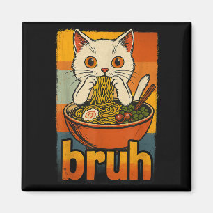 Íman Gato Engraçado Comendo Ramen Japonês Homens Mulher