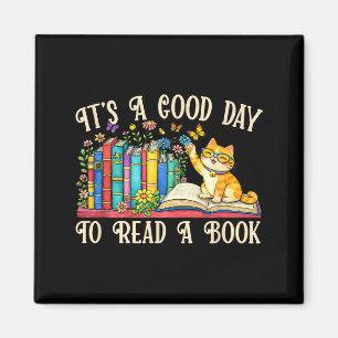 Íman Gato engraçado e amantes de livros - um bom dia pa