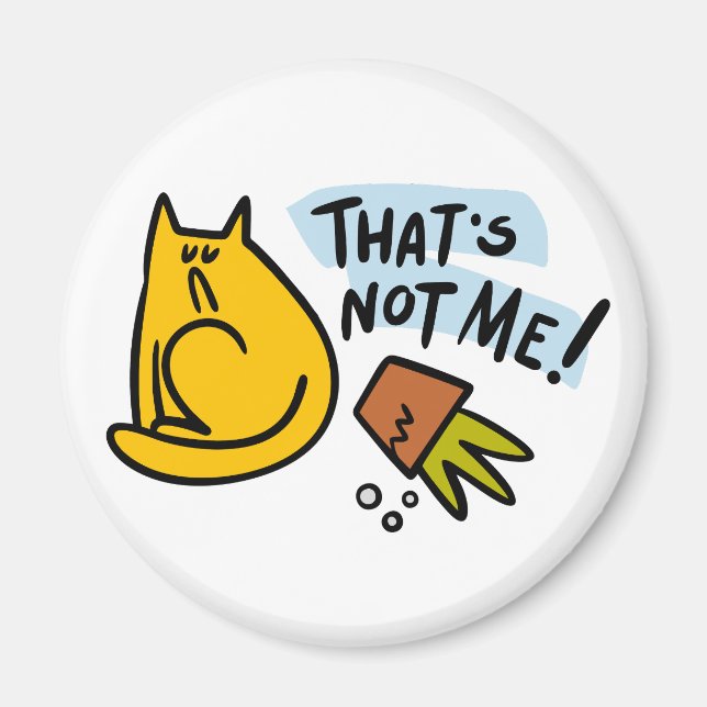 Íman Gato engraçado e pote de flor derrubado (Frente)