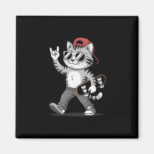 Íman Gato Engraçado Mão de Rocha Skate Patins Gráficos