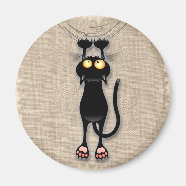 Íman Gato engraçado Personagem arranhando Tecido (Frente)