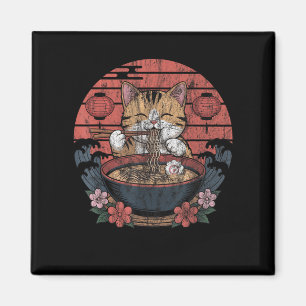 Íman Gato Engraçado Ramen Graphic Tee Japonês Anime Kaw