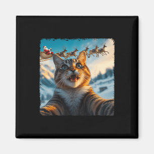 Íman Gato Engraçado Selfie Com Papais noeis Dormindo Na