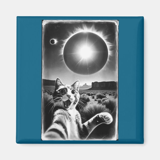 Íman Gato engraçado tirando selfie eclipse solar (Frente)