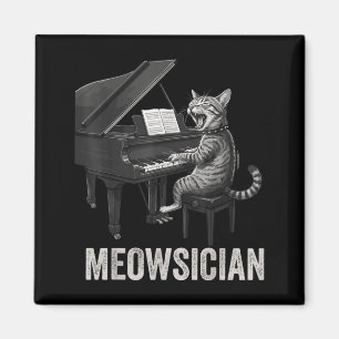 Íman Gato Engraçado Tocando Música de Piano Trocadilho