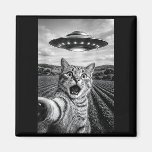Íman Gato Engraçado Ufo Alien Bengal Gato Selfie Presen