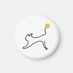 Íman Gato Esticando Arte de Linha Única com Sol Amarelo