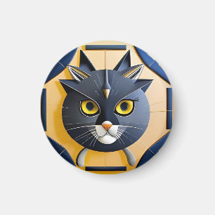 Íman Gato Estilizado Geométrico Abstrato