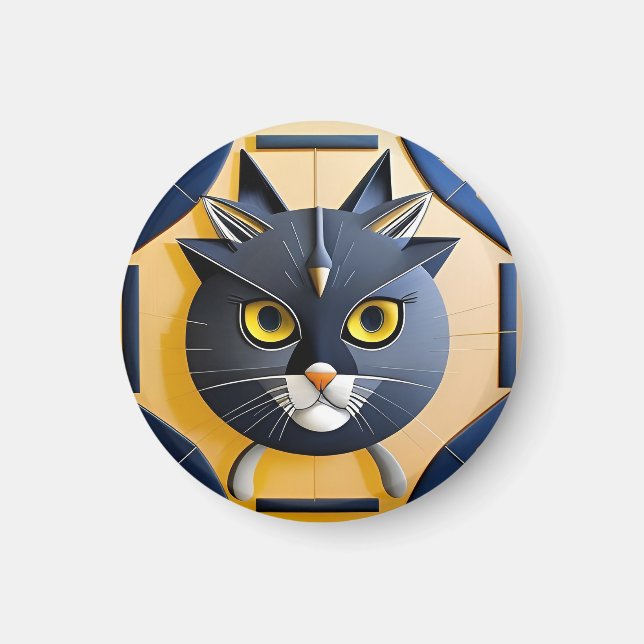 Íman Gato Estilizado Geométrico Abstrato (Frente)