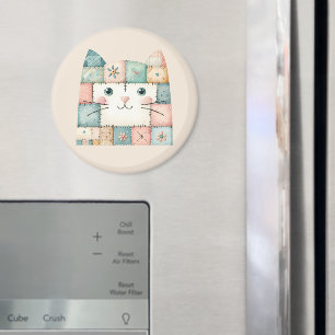 Íman Gato Falso de Patchwork em Pastel